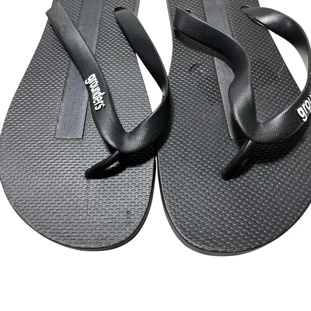 Earthing Grounders  Black Grounding Flip Flops  Sandals Men's  Size  12 NEW‎